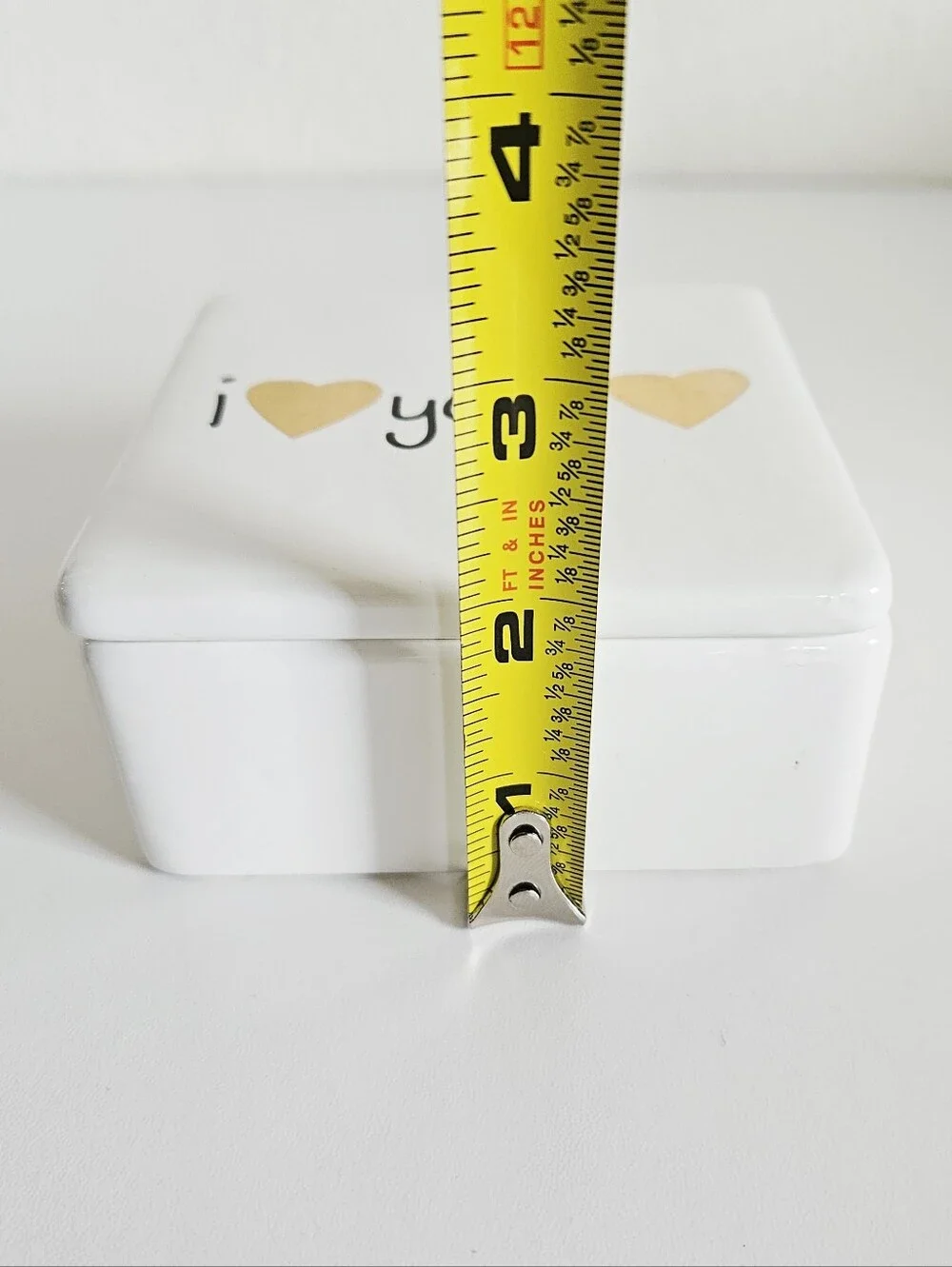 White Ceramic Trinket Dish with Gold Heart Accents